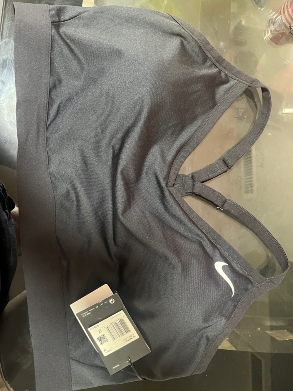 Nike Black Sports Bra with White Swoosh Logo